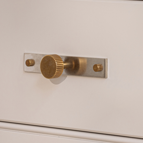 MIX Straight Knurled Cabinet Knob & Backplate - Mixed Finish