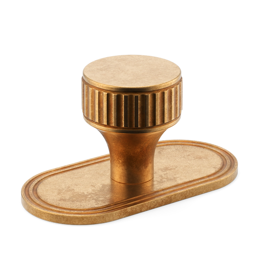 Barwick Ridged Cabinet Knob with Backplate