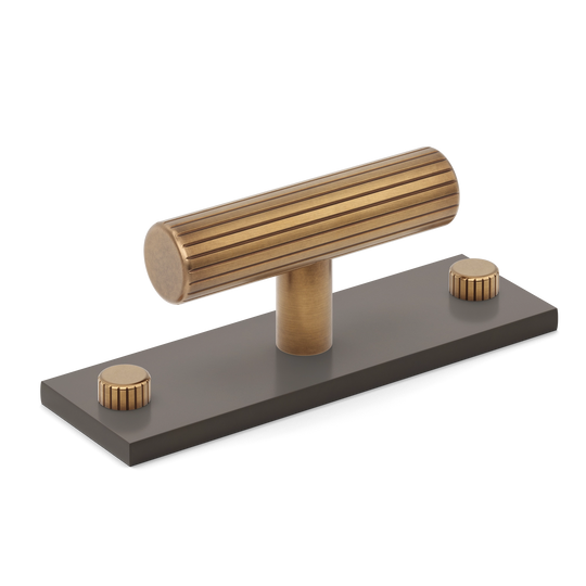 MIX Straight Knurled T-bar Handle & Backplate - Mixed Finish