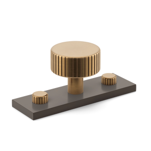 MIX Straight Knurled Cabinet Knob & Backplate - Mixed Finish