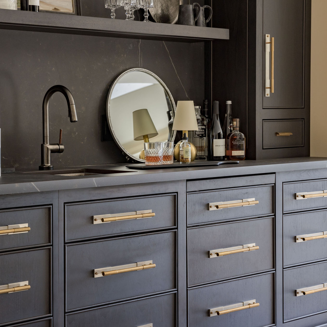 Design by Thorpe Concepts. Photography by Young Glass Photography. Product shown in our aged brass (BEL) and satin nickel plate (SNP) finishes.