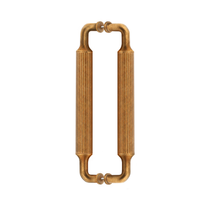 Barwick Ridged Back to Back Pull Handles in our aged brass (BEL) finish