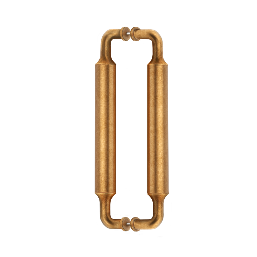 Barwick Plain Back to Back Pull Handles in our aged brass (BEL) finish