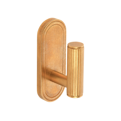 Barwick Ridged Wall Hook with Backplate in our aged brass (BEL) finish