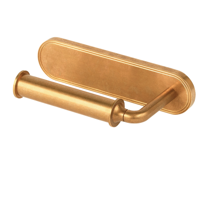 Barwick Plain Toilet Roll Holder (Left Hand) with Backplate in our aged brass (BEL) finish
