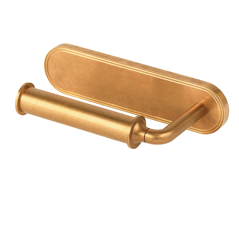 Barwick Plain Toilet Roll Holder (Left Hand) with Backplate in our aged brass (BEL) finish
