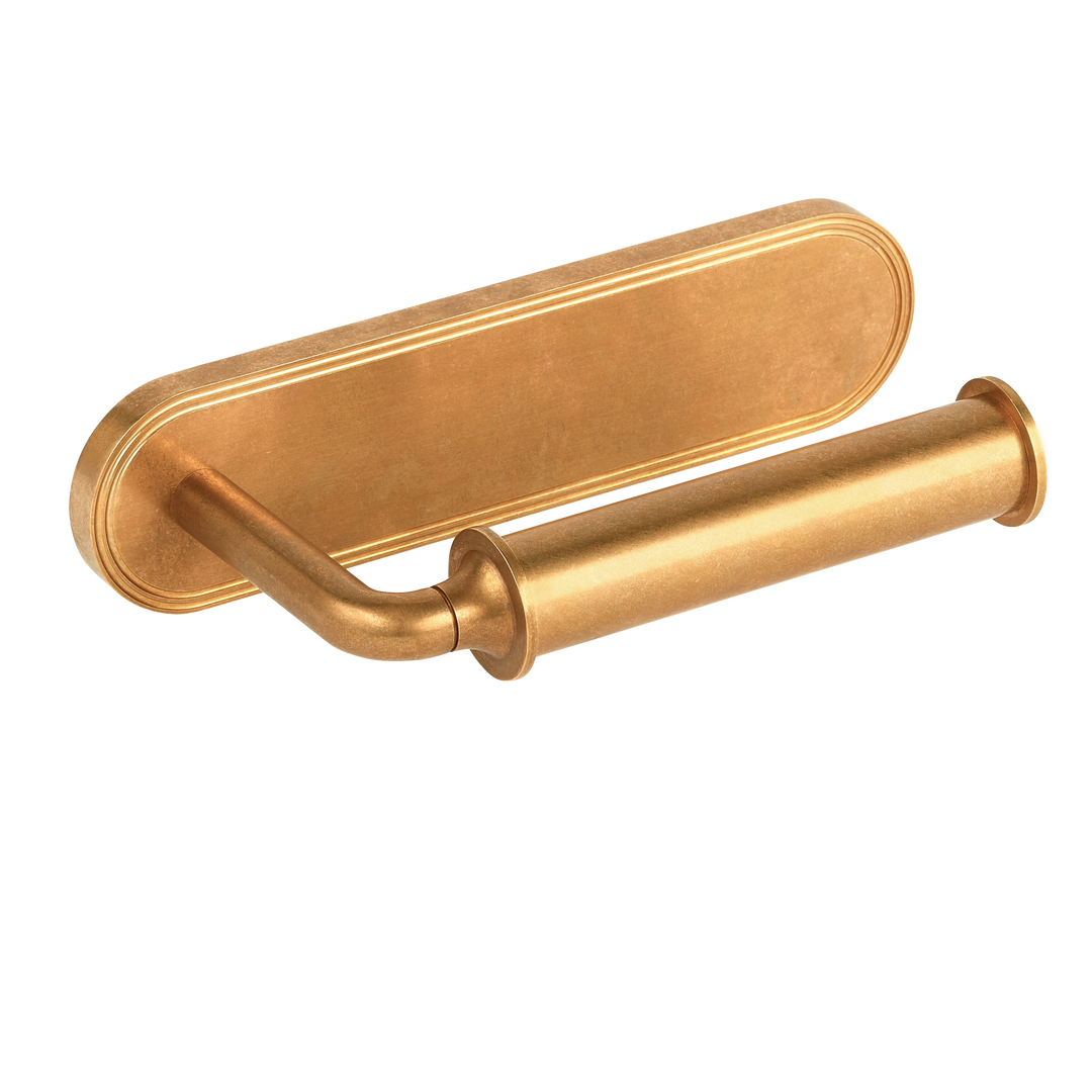 Barwick Plain Toilet Roll Holder (Right Hand) with Backplate in our aged brass (BEL) finish