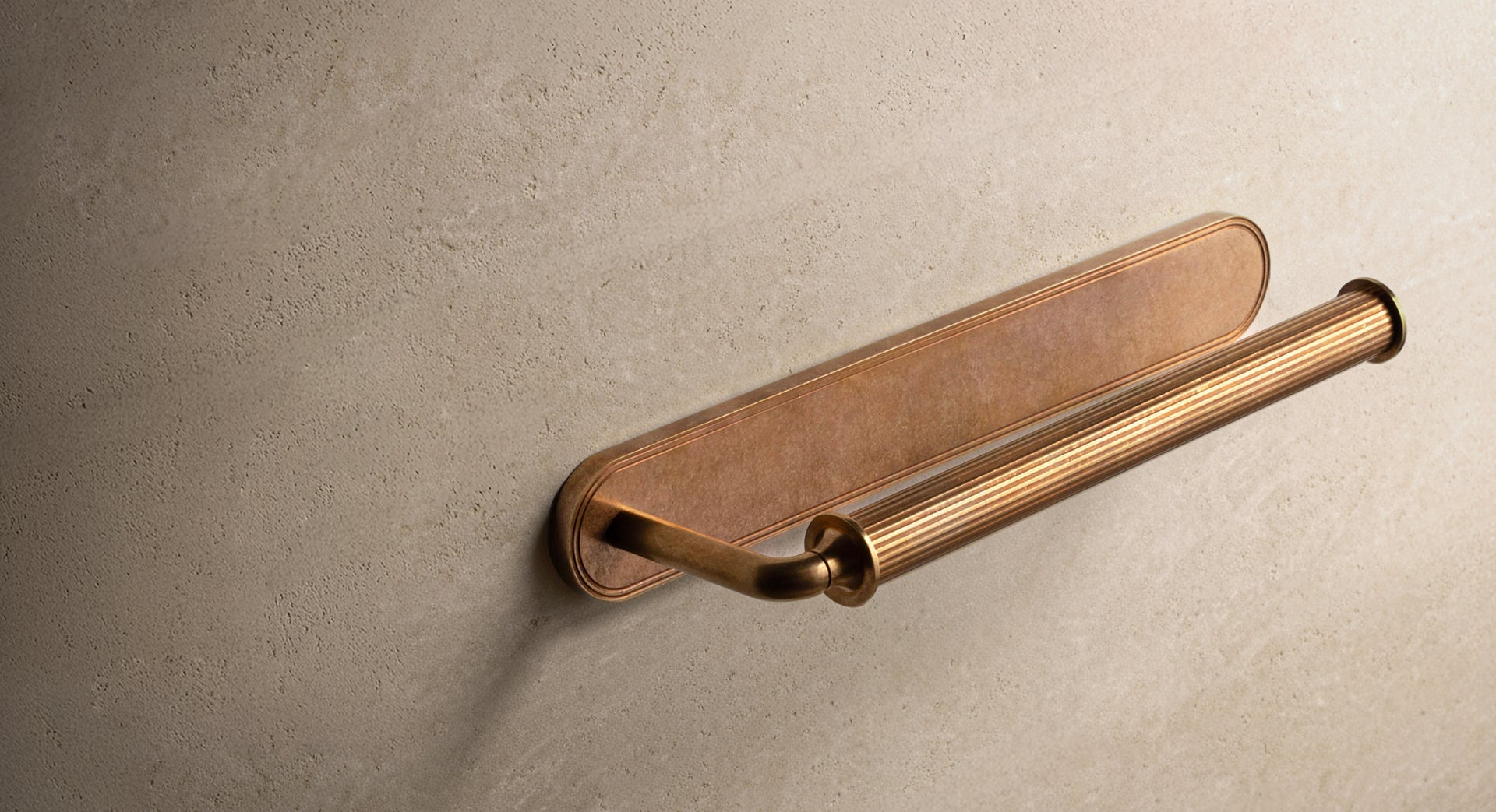 Barwick Ridged Hand Towel Rail with Backplate in our aged brass (BEL) finish