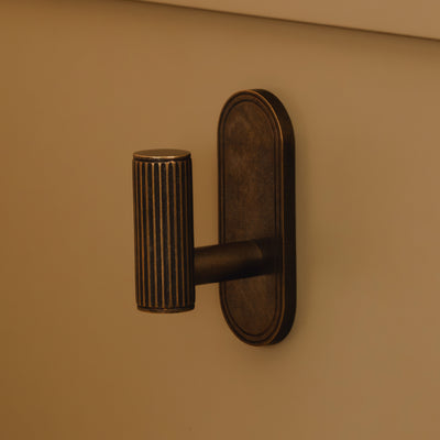 Photography by Joey Kendal Brown | Barwick Ridged Wall Hook shown in our dark aged brass (DAB) finish.
