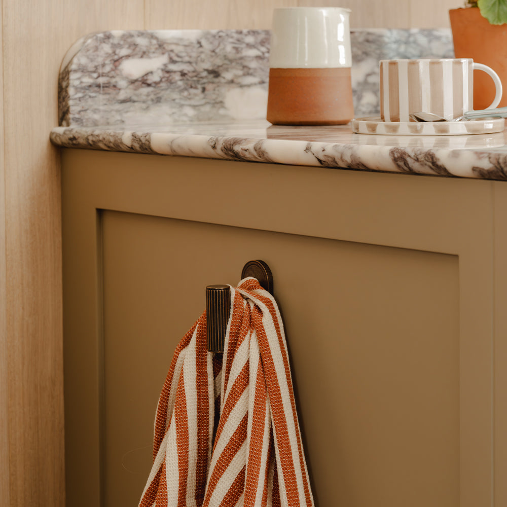 Photography by Joey Kendal Brown | Barwick Ridged Wall Hook shown in our dark aged brass (DAB) finish.