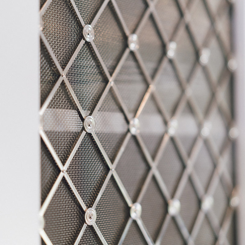Features our Medium Regency Diamond Grille with Alternating Plain Rosettes and Fine Mesh Backing in our polished nickel plate (PNP) grille finish.