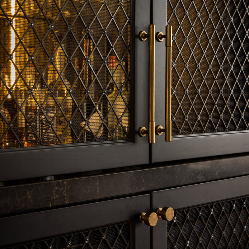 Features our Large Regency Diamond Grille with Alternating Plain Rosettes and Coarse Mesh Backing in our antique brass unlacquered (ABL) grille finish | Project by Petrucci Homes. 