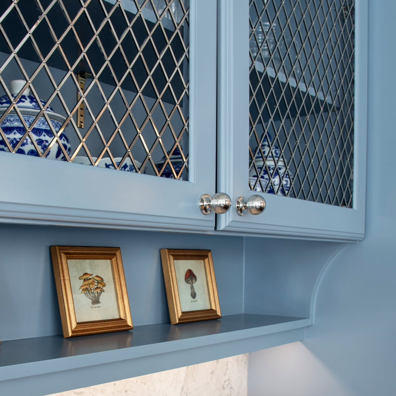 Features our Medium Regency Diamond Grille in our polished nickel plate (PNP) grille finish | Project by Lindsay Laine Home.