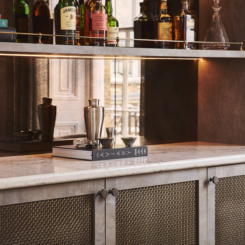 Features our 10mm Square Interwoven Grille with 3mm Reeded Wire in our antique brass lacquered (ABL) grille finish | Project by Cor Domi | Photography by 82mm Photography (Malcom Menzies).
