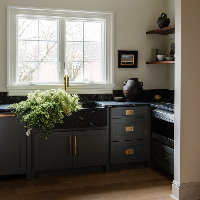 Design by JK Interior Living. Product shown in our aged brass (BEL) finish.