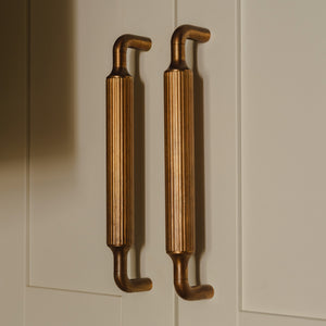 Project by Brett Calvert-Harrison | Photography by Joey Kendal Brown | Barwick Ridged Cabinet Pull Handles shown in our aged brass (BEL) finish.