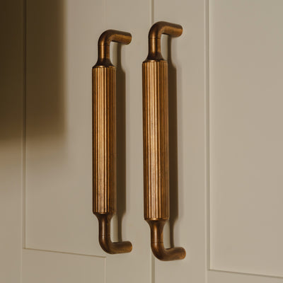 Project by Brett Calvert-Harrison | Photography by Joey Kendal Brown | Barwick Ridged Cabinet Pull Handles shown in our aged brass (BEL) finish.
