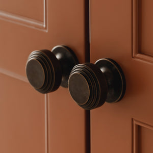 Project by Brett Calvert-Harrison | Photography by Joey Kendal Brown | Victoria Stepped Cabinet Knobs shown in our dark aged brass (DAB) finish. 