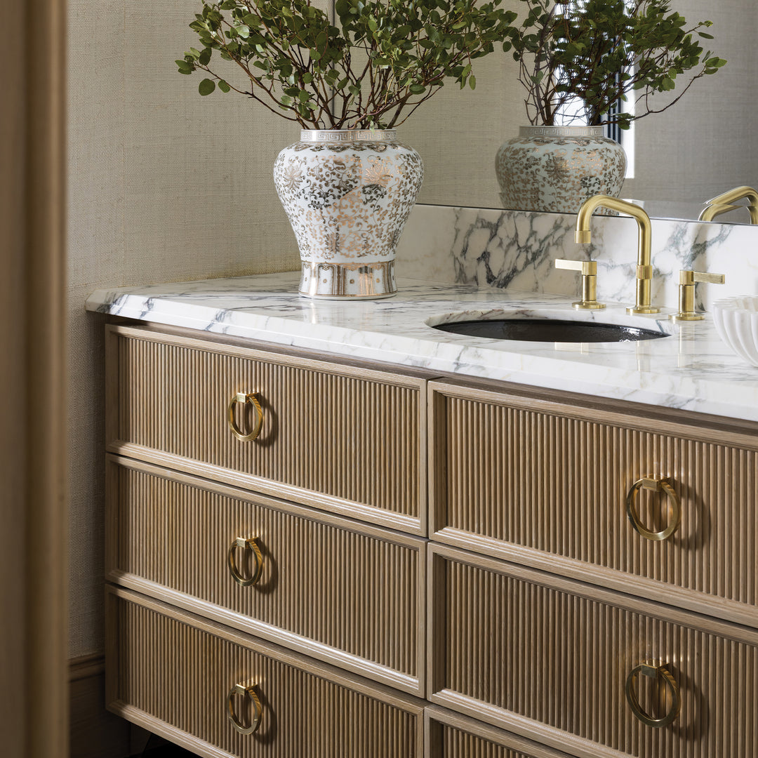 Design by McCroskey Interiors | Photography by Nate Sheets | Oblique Cabinet Ring Pull shown in our hand burnished brass (HBB) finish.