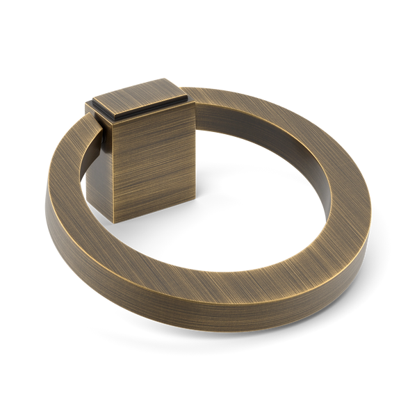 Oblique Solid Brass Cabinet Ring Pull