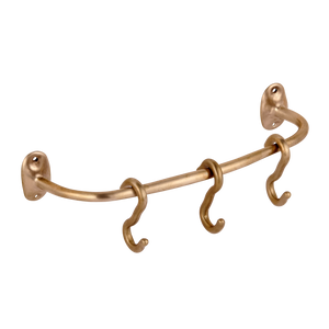 295mm Sketch Pot Rail and S Hooks shown in our burnished bronze finish.