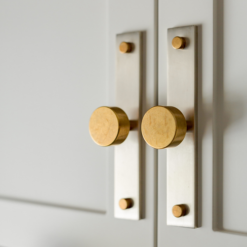 MIX Plain Cabinet Knob & Backplate - Mixed Finish