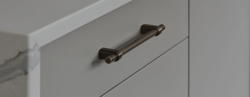 RK International [BP-7905-AE] Solid Brass Cabinet Pull Backplate - Spade  Ends - Antique English Finish - 5 1/4 L - 3 Centers