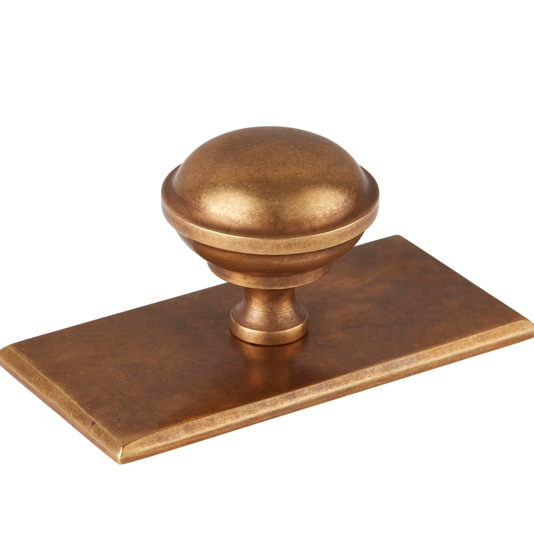 Queslett Solid Brass Knob & Rectangle Backplate Armac Martin