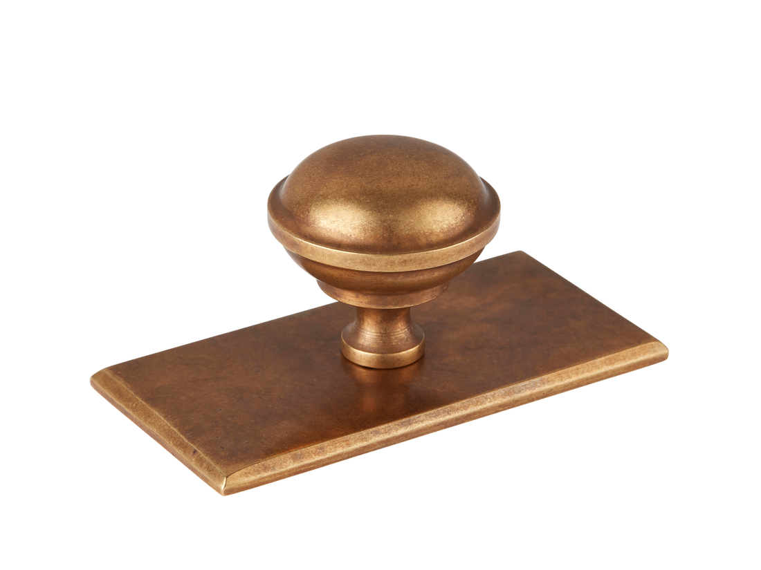 Queslett Solid Brass Knob & Square Backplate Armac Martin