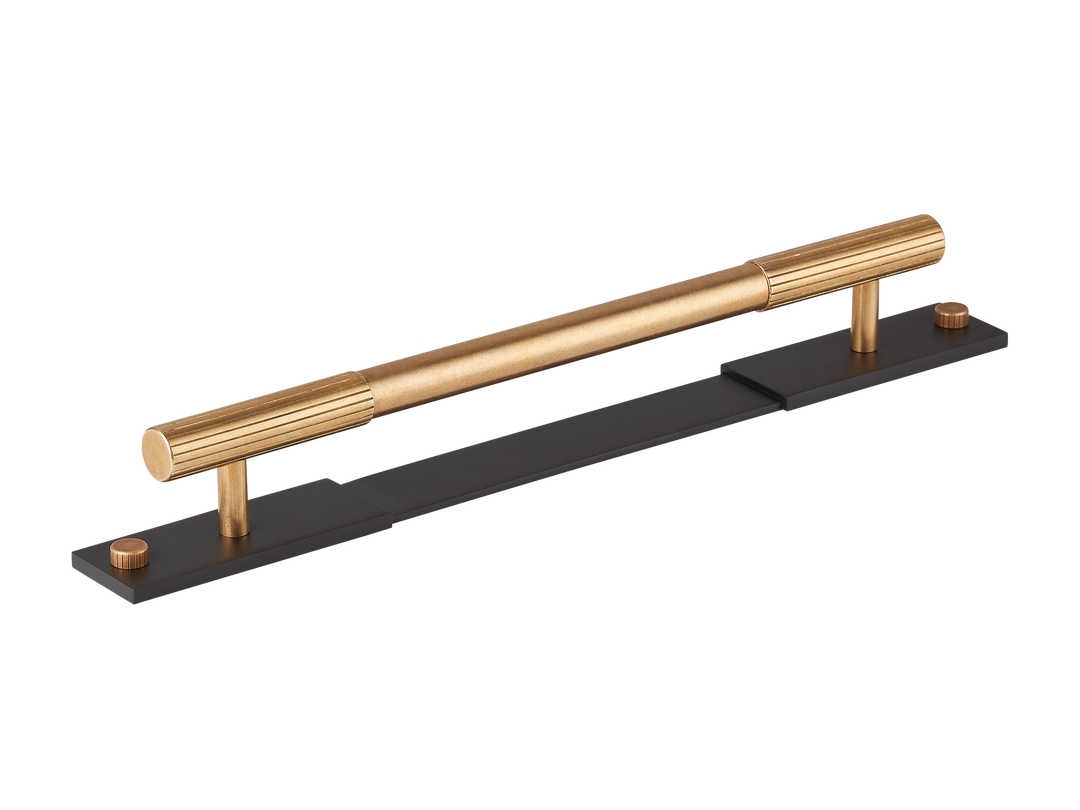 Sample of MIX Straight Knurled Pull Handle & Backplate - Mixed Finish